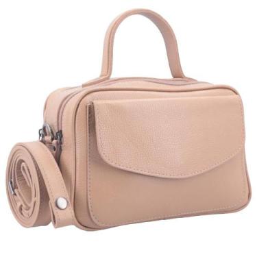 Imagem de Bolsa de Couro Baú Carol Bauarte, Bege