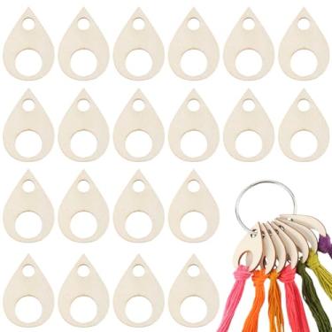 Imagem de GORGECRAFT 100 peças de gotas de fio de madeira em gota 4,95 x 3,6 cm bobinas de ponto cruz placa de enrolamento cartão bordado organização de fios com anel de fio dental para artesanato de algodão