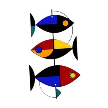 Imagem de Generic Peixes de ferro Arte de parede Decoração pendurada Escultura de parede Ornamento de cerca de jardim para