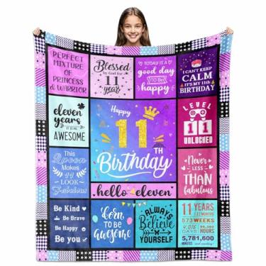 Imagem de Paoeyty 11 presentes de aniversário para meninas de 11 anos, decorações doces de 11 anos para meninas, filha neta, cobertor de onze anos 152 x 127 cm
