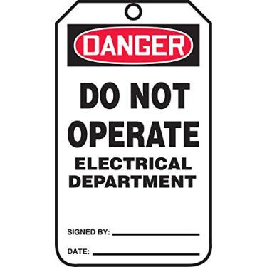 Imagem de Accuform Etiqueta de segurança MDT165CTP PF-Cardstock, legenda "DANGER DO NOT OPERATE ELECTRICAL DEPARTMENTMENT", 14,6 cm de comprimento x 8,3 cm de largura x 0 cm de espessura, vermelho/preto sobre
