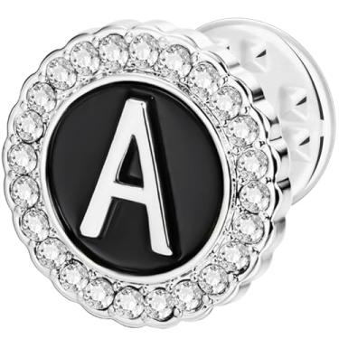 Imagem de HAWSON Alfinetes de lapela com inicial A-Z, alfinetes de gravata personalizados de ouro/prata 18K para ternos, gravatas, chapéus, homens e mulheres, Latão, Sem Pedra Preciosa