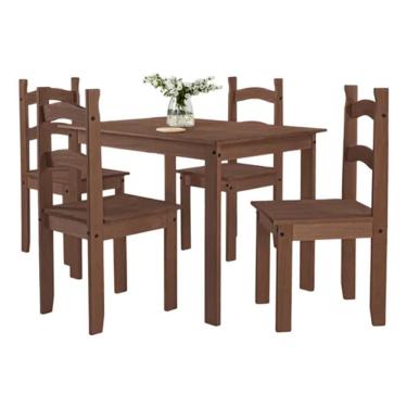 Imagem de Conjunto de Mesa com 4 Cadeiras de Madeira Pinus Desmontável Soho
