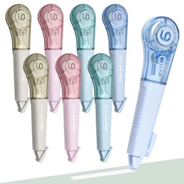 Imagem de Temiary 8 canetas de fita corretiva, estética para correção instantânea, fácil de usar, aplicador em forma de caneta para material escolar de escritório, 1/5 polegada x 236 polegadas (Morandi)