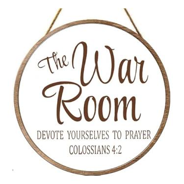 Imagem de Eletina Placa Rústica De Madeira Para Sala Guerra - Colossenses 42, Bíblia Oração, Decoração Cozinha, Café E Pub, Parede Com 30 Cm Diâmetro