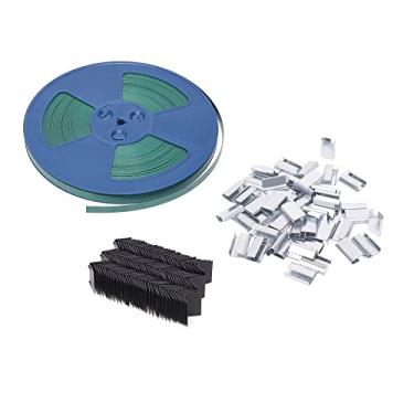 Imagem de LNYEBN Rolo De Fita Poliéster Verde Resistente (Pet) 5/8" (16 Mm) X 0,035" 300', 50 Lacres, 100 Protetores Canto Para Embalagem