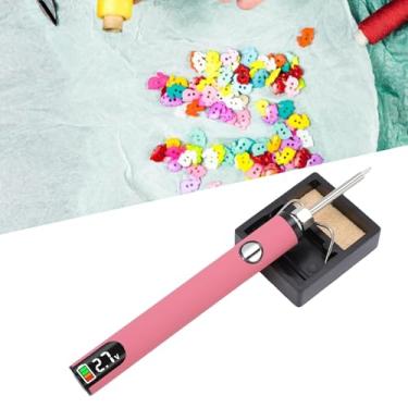 Imagem de Tnfeeon Kit de Queimador de Roscas, 650mAh Caneta de Vedação de Borda de Tecido Recarregável Com Proteção Automática Display Digital 3 Ajustável para Costurar Projetos de Arte de (PINK)