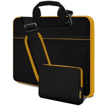Imagem de Hseok Bolsa de ombro para laptop de 15,6 a 16 polegadas, durável à prova de choque, bolsa de transporte para computador com vários bolsos e alça compatível com a maioria dos notebooks de 15,6 cm e