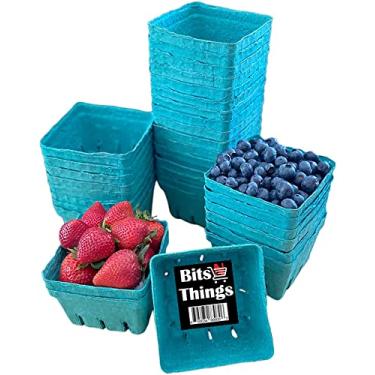 Imagem de Bits N Things [Pacote Com 40 Cestas De Frutas Vermelhas Moldadas Em Fibra Polpa Verde-Pinta Recipiente Ventilado Para E Vegetais