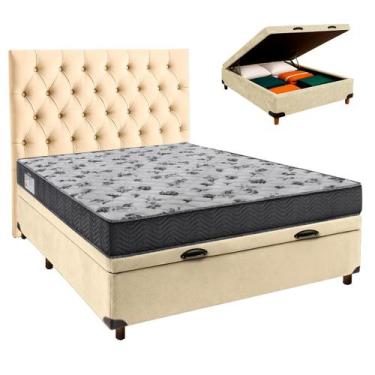 Imagem de Cama + Bau Blindado e Colchão Ortobom D33 Casal - Iso100 + Cabeceira