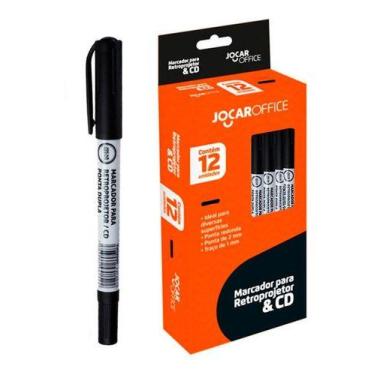 Imagem de Caneta Marcador Permanente Retroprojetor Cd Dvd Preto - 12un - Leonora