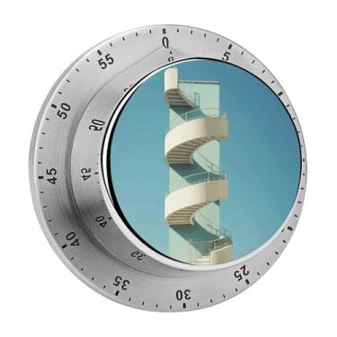 Imagem de Cronômetro de cozinha com escada em espiral magnético de aço inoxidável com alarme para forno de cozinha