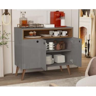 Imagem de Aparador Buffet Paris 3 Portas Cinza / Freijó - Comprar Móveis Em Casa