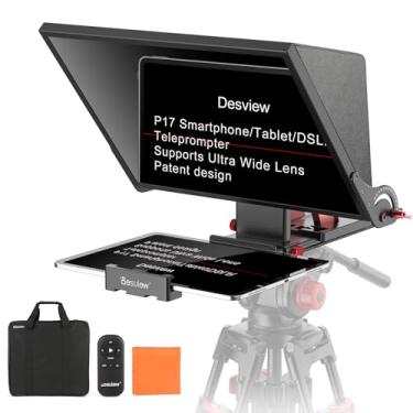 Imagem de Desview Teleprompter P17, teleprompter levantável de liga de alumínio de 17 polegadas, vidro de alta tela, compatível com iPad Tablet telefone câmera DSLR, sem montagem, estojo de transporte incluído
