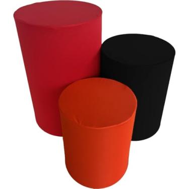 Imagem de Trio de Capa para Cilindro Para Festa Decoração de festa trio capa de cilindro Monte Sua Capa(VERMELHO, PRETO E LARANJA)