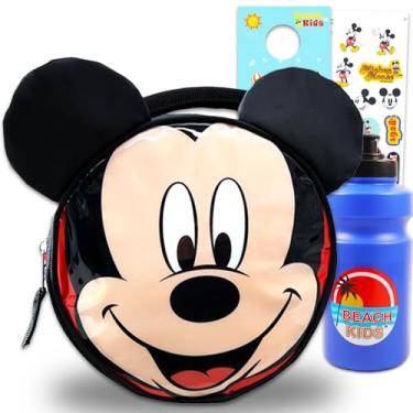 Imagem de Disney Conjunto de lancheira e garrafa de água Mickey Mouse – Lancheira, garrafa de água, adesivos, mais | Lancheira Mickey Mouse para meninos, crianças