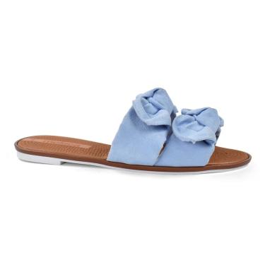 Imagem de Chinelo Moleca Slide Camurça Laços Feminino Azul