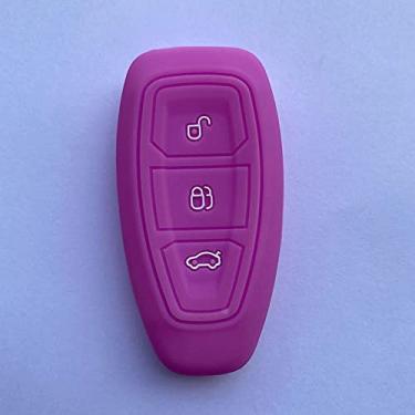 Imagem de CSHU Silicone 3 Botões Car Key Case Cover Chaveiro Ring Key Bag, apto para Ford Mondeo Focus Fiesta Kuga C-Max S-Max MK3, roxo