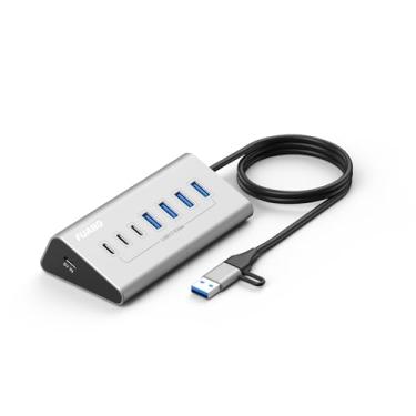 Imagem de 10 portas USB HUB 7 USB-A e 3 portas USB-C adaptador multiportas, USB 3.0 alumínio USB C para hub USB para iPhone 16/15, MacBook, iPad (HU705)