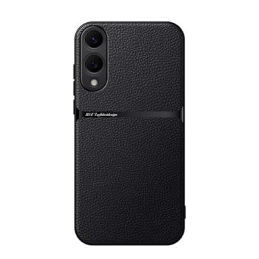 Imagem de Kepuch Capa para Samsung Galaxy S25 Edge - Litchi Grano Case Placa de Metal Embutida - Preto