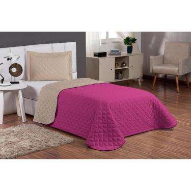 Imagem de Cobre Leito + Porta Travesseiro Solteiro Rosa/Caqui