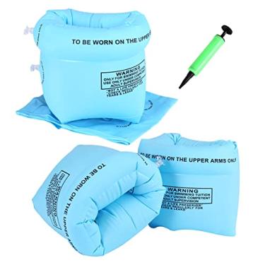 Imagem de 4 peças boias de braço infláveis para bebês e crianças pequenas, faixas de braço, asas de água, boias de piscina para crianças e adultos (azul)