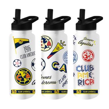 Imagem de Logo Brands Garrafa Quencher Liga MX Club America FC 1000 ml - Design de time completo, isolado a vácuo com tampa de canudo - Garrafa de água durável para fãs de futebol