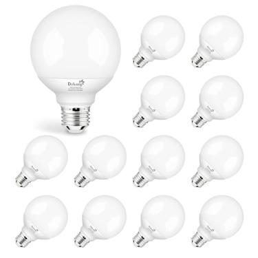 Imagem de Dekang Pacote com 12 lâmpadas de banheiro base E26 3000K branco macio, lâmpadas globo LED G25 equivalente a 60 watts, lâmpadas redondas para espelho de toucador, 5W, 500LM, não regulável