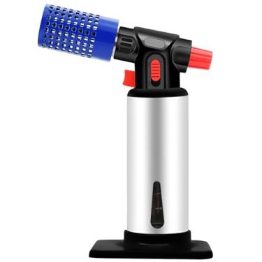 Imagem de Molgoc Maçarico De Butano Com Proteção Térmica, Indicador Visível Para Recarga, Isqueiro Cozinha Recarregável, Chama Ajustável, Azul. (Gás Não Incluído)