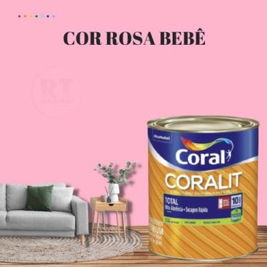 Imagem de Esmalte Sintético Base Água Coral Coralit 800ml Tinta Cor Rosa Acetina