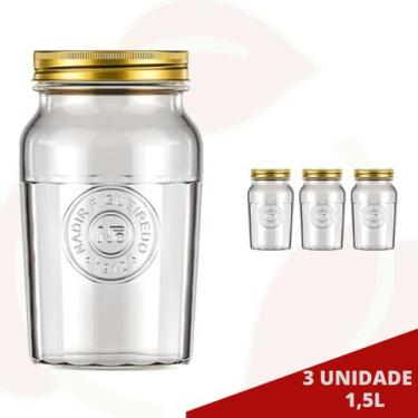 Imagem de 3UNI Pote Americano Vintage Retro Tampa Biscoito 1,5L Nadir - NADIR FI