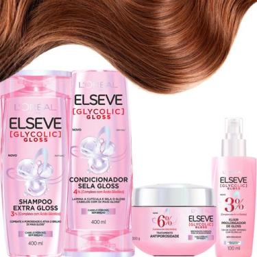 Imagem de Kit Elseve Gloss Shampoo Condicionador Mascara Creme de Tratamento Eli