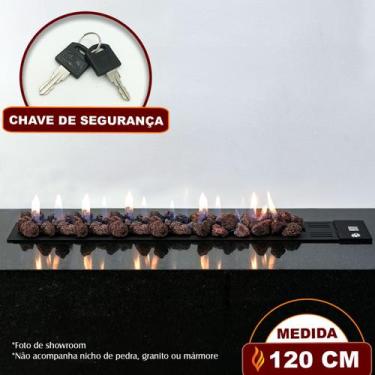 Imagem de Lareira a Gás Luna 120cm  Aço Carbono Preto  Fogo & Art, Com chave de 