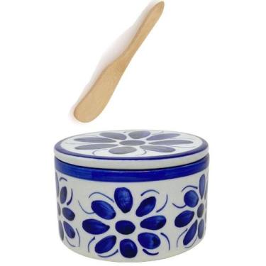 Imagem de Manteigueira Francesa Pintada A Mao - Com Espatula De Bambu - Monte Si