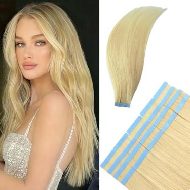 Imagem de Czrleaty Extensões De Cabelo Loiras Platinadas Com Fita Adesiva, Humano Real Invisível