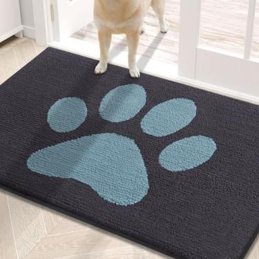Imagem de Buganda Tapete de porta de cachorro para patas enlameadas, capachos absorventes de sujeira antiderrapante, tapete de baixo perfil lavável para cães de lama, tapete de entrada para piso interno (76 x