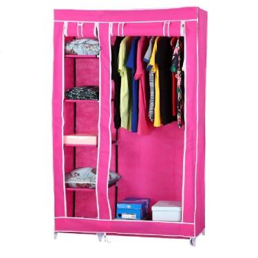 Imagem de Guarda Roupa Arara Portatil Duplo Organizador Sapeteira Roupas Lencol Toalha Quarto Closet Rosa
