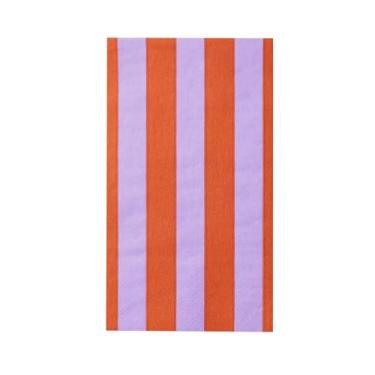 Imagem de Toalhas de hóspedes de festa de papel listrado de cabana laranja e roxo | Guardanapos descartáveis de 3 camadas | Suprimentos premium | Dia das Bruxas, decoração de festa na piscina de verão | Pacote