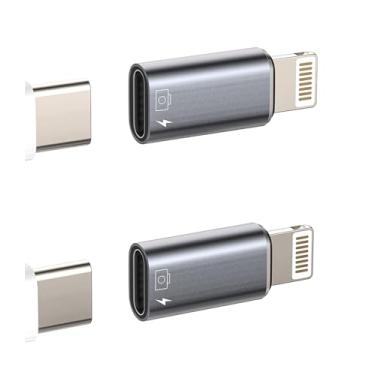 Imagem de Para iPhone OTG adaptador áudio fone de ouvido Dongle (2 unidades) USB C fêmea para Lightning macho carregador conversor de sincronização de dados tipo-C câmera leitor de cartão flash drive mouse
