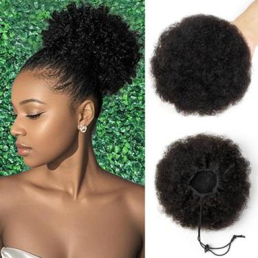 Imagem de Rabo de cavalo com cordão SPIKFN Afro Puff 15 cm encaracolado 100% cab