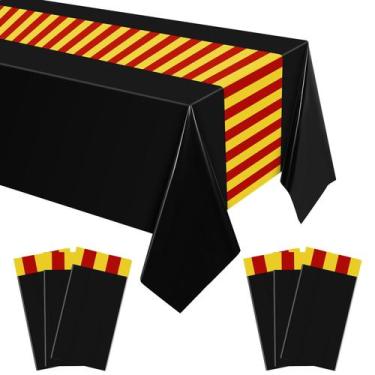 Imagem de Toalha de mesa Oudain Wizard 137x274cm Plástico Preto Vermelho Dourado