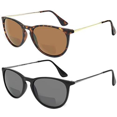 Imagem de Yogo Vision Óculos de sol bifocais para homens e mulheres, pacote com 2 óculos de leitura, proteção UV400, unissex, preto/marrom, Havana 1