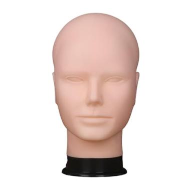 Imagem de predolo Cabeça de manequim careca masculina, cabeça de exibição de peruca, chapéu de treinamento de cosmetologia, capacete, óculos de exposição, suporte de, Style C