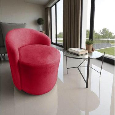 Imagem de Poltrona Decorativa Yara Orgânica Suede Vermelho - Mazzero Decor