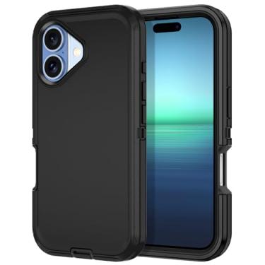 Imagem de I-HONVA Capa para iPhone 17 à prova de choque à prova de poeira/queda, 3 camadas, proteção total [sem protetor de tela] Capa resistente para Apple iPhone 17 de 6,3 polegadas 2025, preta
