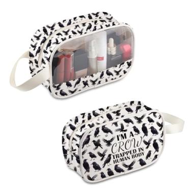 Imagem de BDPWSS Bolsa de maquiagem Crows, presente para amantes de pássaros corvos, I'm A Crow Trapped in a Human Body Crows, presente temático para amantes de animais, bolsa com zíper, Crow Trapped MB, À