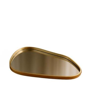 Imagem de Bandeja Espelhada Decorativa Multiuso Banheiro Lavabo Sala Preto Dourado(ORGANICO DOURADO,2)