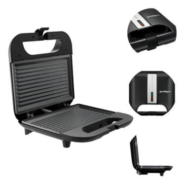 Imagem de Sanduicheira Eletrica Grill 110v 2 Em 1 Preto /inox 750w Antiaderrente