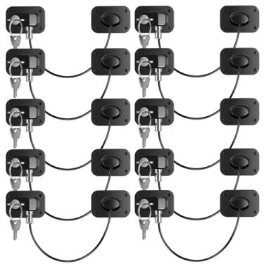 Imagem de ZJMCAJY 10/6 peças de bloqueio de congelador à prova de crianças fechadura de geladeira com chave combo de bloqueio de geladeira autoadesivo seguro para crianças fechadura de geladeira para armários