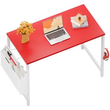 Imagem de Pamray Mesa de computador de 81 cm para pequenos espaços com bolsa de armazenamento, mesa de trabalho de escritório em casa com gancho de fone de ouvido, mesa de escritório pequena para escritório